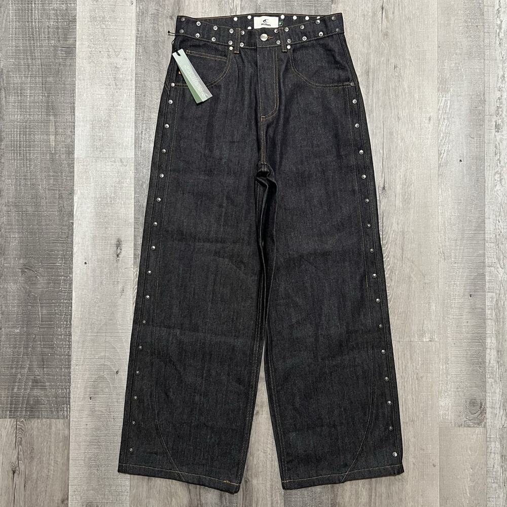NWT Scuffers Jeans Rodeo Dark Denim Extra Baggy Riveted Raw Wide Leg Fit 31x30